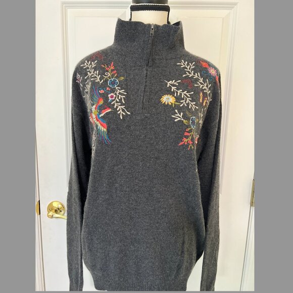 Johnny Was Dreamer Zip Front Cashmere Pullover - Picture 5 of 5